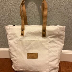 Stylish White and Tan Women's Tote Bag